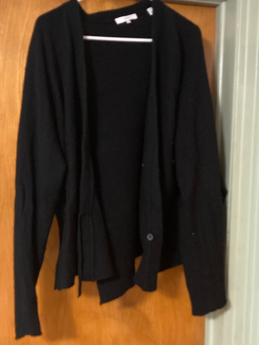 Vince Black Wool Cashmere Sweater Cardigan Size Large *Flawed*